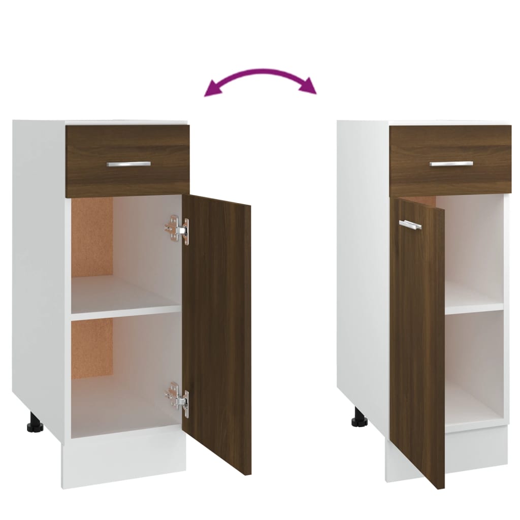 Onderkast met lade Lyon 30x46x81,5 cm bewerkt hout bruin eikenkleur is nu te koop bij PeponiXL, paradijselijk wonen!