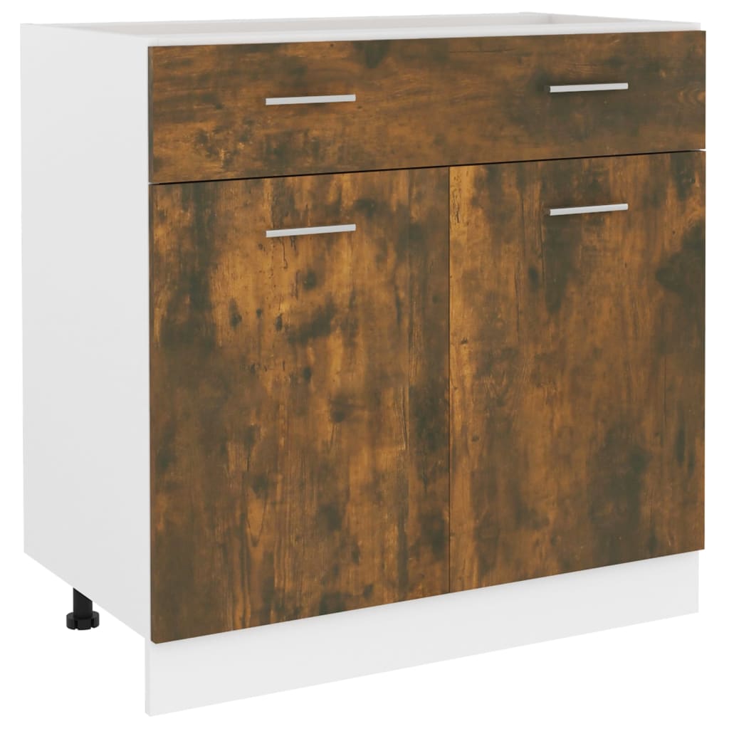 Onderkast met lade Lyon 80x46x81,5cm bewerkt hout gerookt eiken is nu te koop bij PeponiXL, paradijselijk wonen!