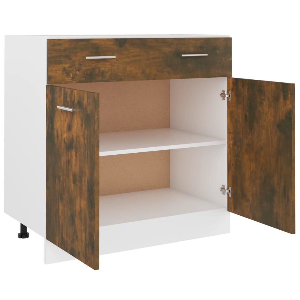 Onderkast met lade Lyon 80x46x81,5cm bewerkt hout gerookt eiken is nu te koop bij PeponiXL, paradijselijk wonen!