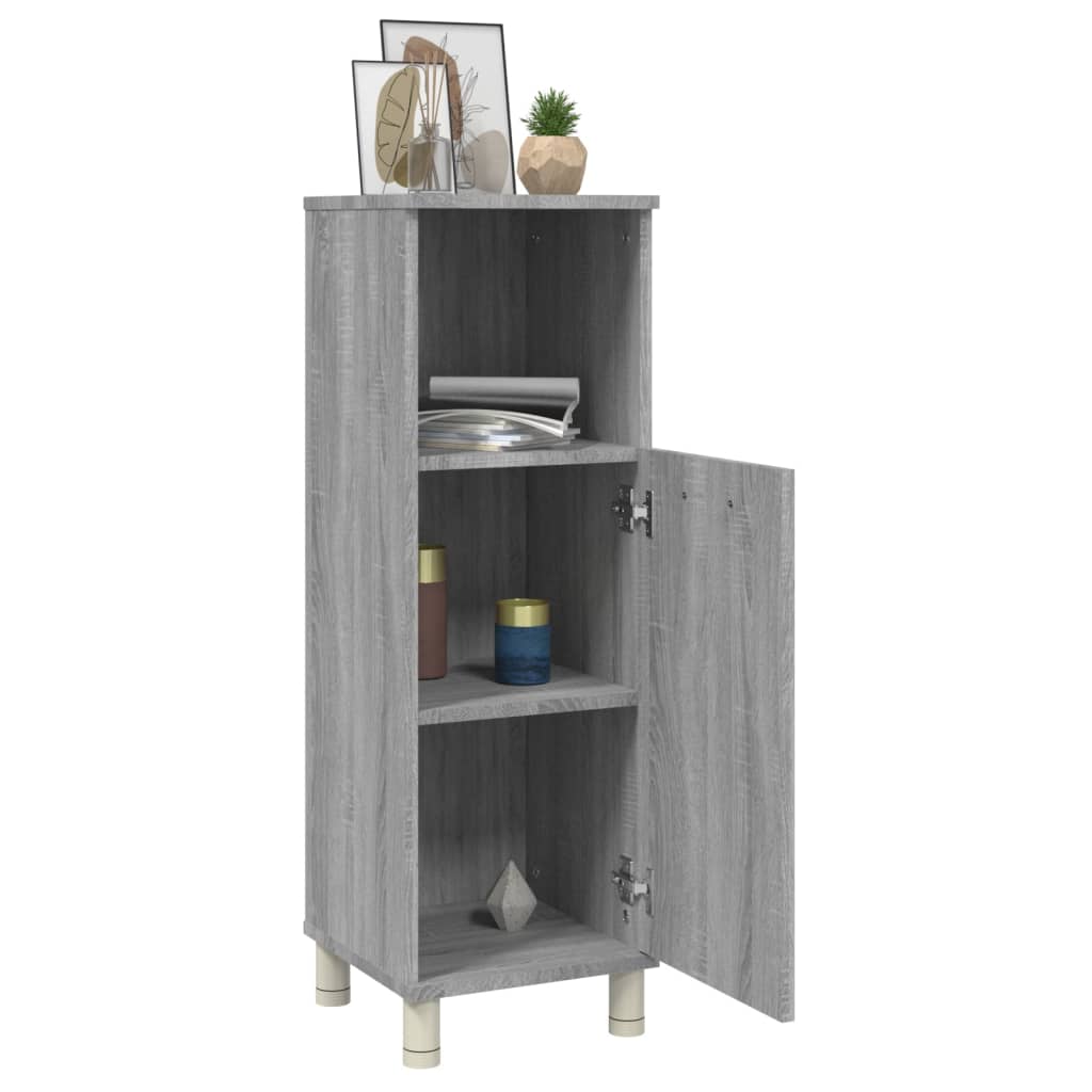 Badkamerkast 30x30x95 cm bewerkt hout grijs sonoma eikenkleurig is nu te koop bij PeponiXL, paradijselijk wonen!