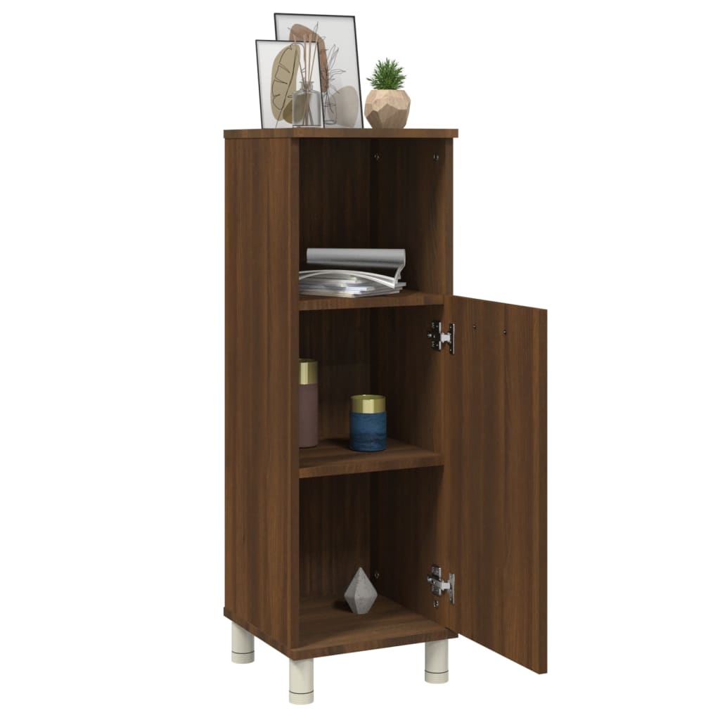 Badkamerkast 30x30x95 cm bewerkt hout bruin eikenkleur is nu te koop bij PeponiXL, paradijselijk wonen!