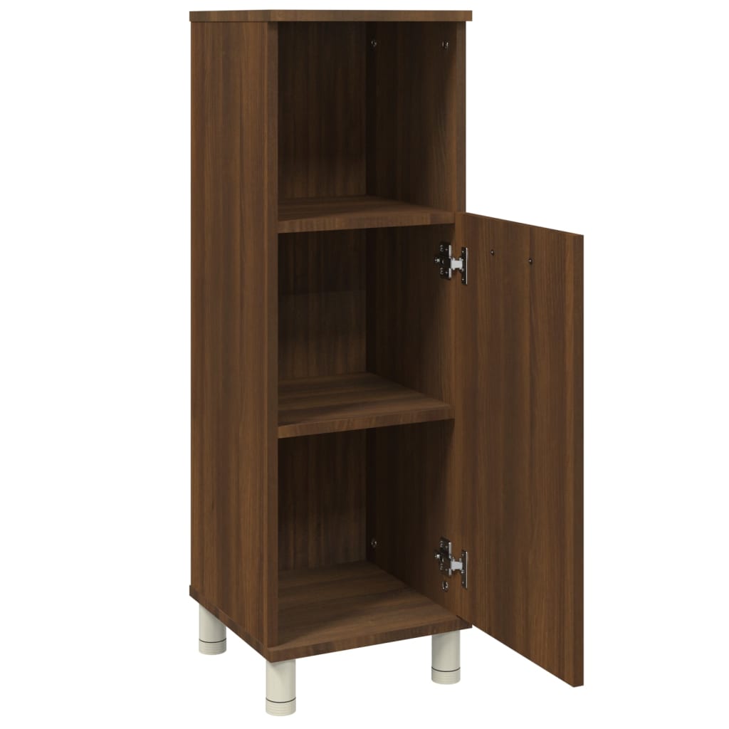 Badkamerkast 30x30x95 cm bewerkt hout bruin eikenkleur is nu te koop bij PeponiXL, paradijselijk wonen!