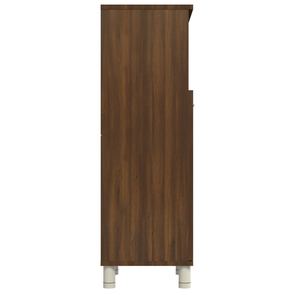 Badkamerkast 30x30x95 cm bewerkt hout bruin eikenkleur is nu te koop bij PeponiXL, paradijselijk wonen!