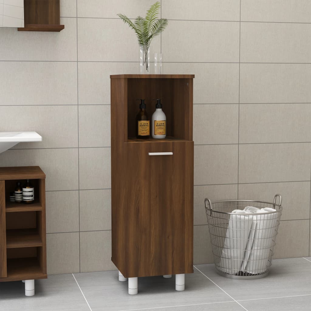 Badkamerkast 30x30x95 cm bewerkt hout bruin eikenkleur is nu te koop bij PeponiXL, paradijselijk wonen!