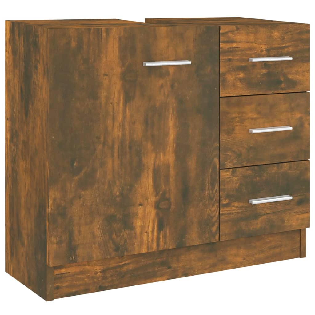Wastafelkast 63x30x54 cm bewerkt hout gerookt eikenkleurig is nu te koop bij PeponiXL, paradijselijk wonen!