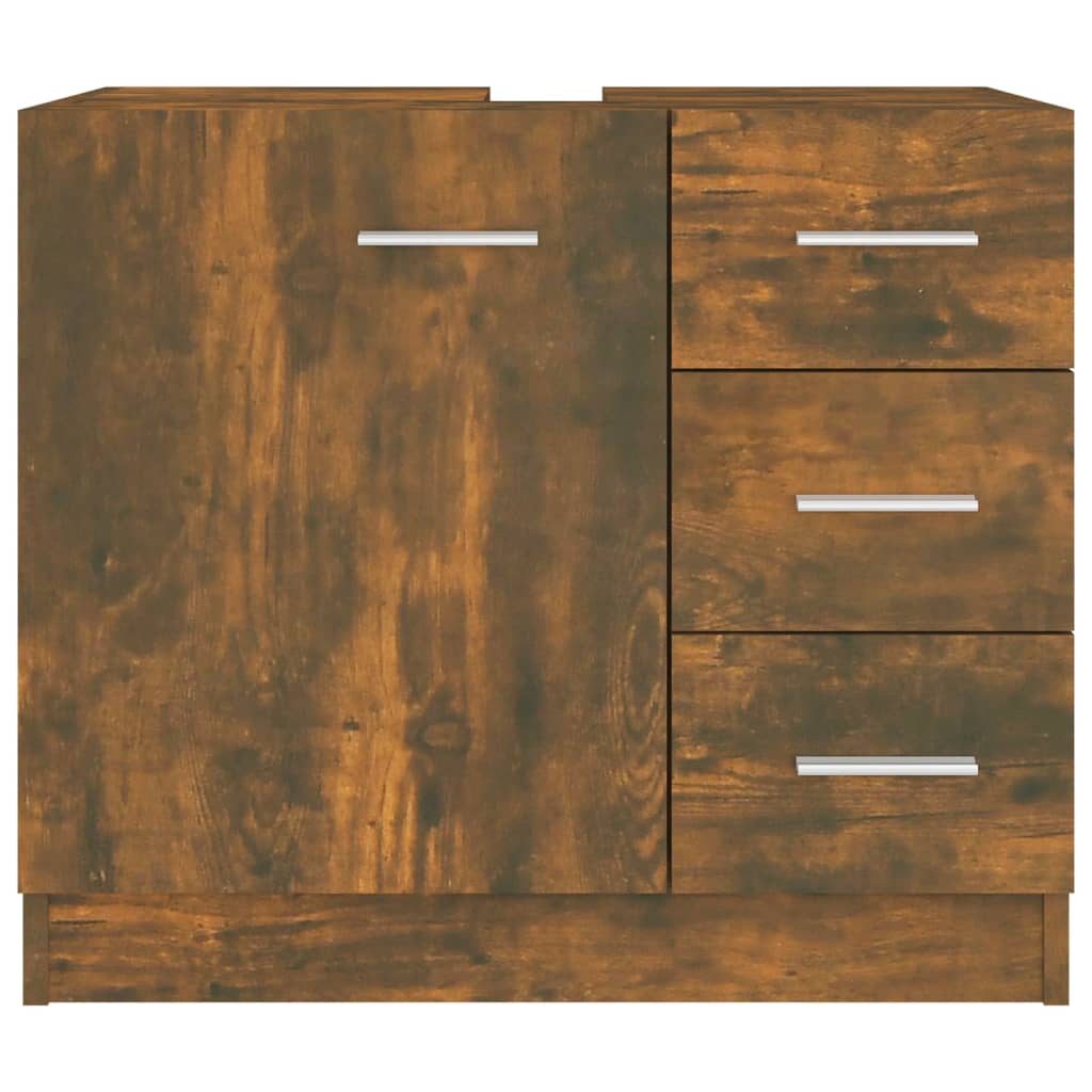 Wastafelkast 63x30x54 cm bewerkt hout gerookt eikenkleurig is nu te koop bij PeponiXL, paradijselijk wonen!