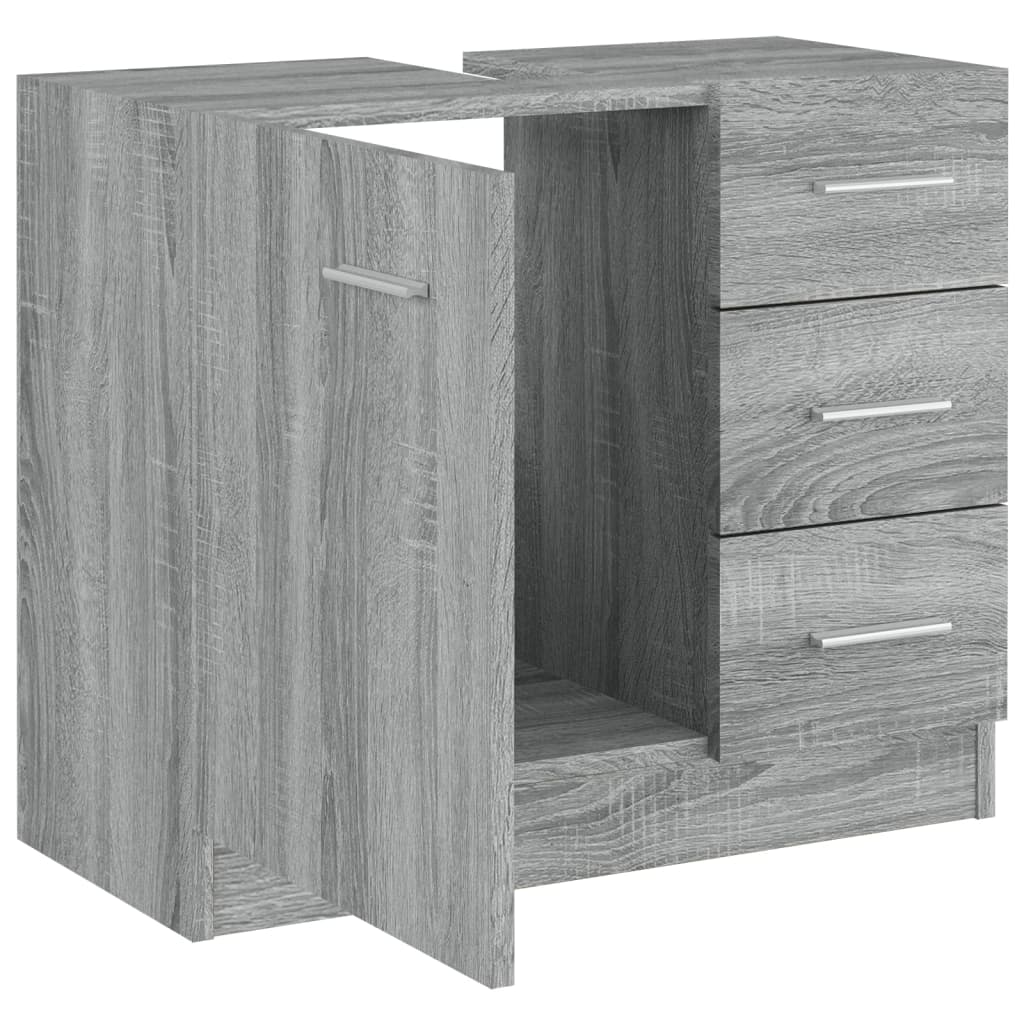 Wastafelkast 63x30x54 cm bewerkt hout grijs sonoma eikenkleurig is nu te koop bij PeponiXL, paradijselijk wonen!