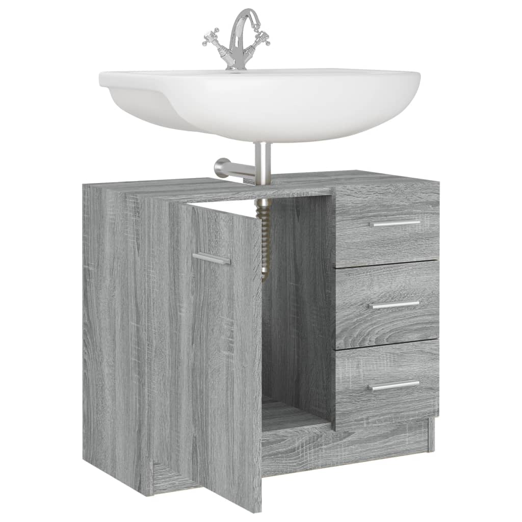 Wastafelkast 63x30x54 cm bewerkt hout grijs sonoma eikenkleurig is nu te koop bij PeponiXL, paradijselijk wonen!