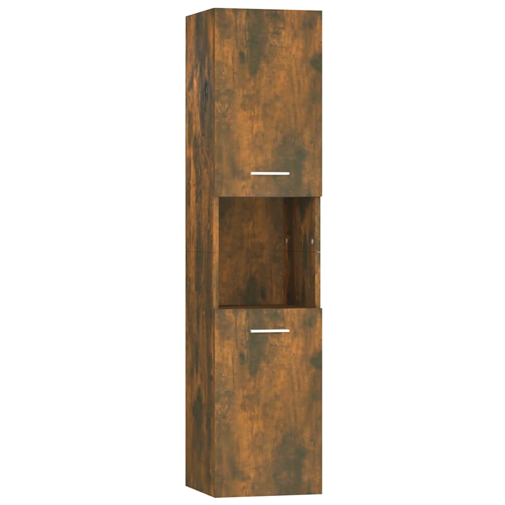 Badkamerkast 30x30x130 cm bewerkt hout gerookt eikenkleurig is nu te koop bij PeponiXL, paradijselijk wonen!