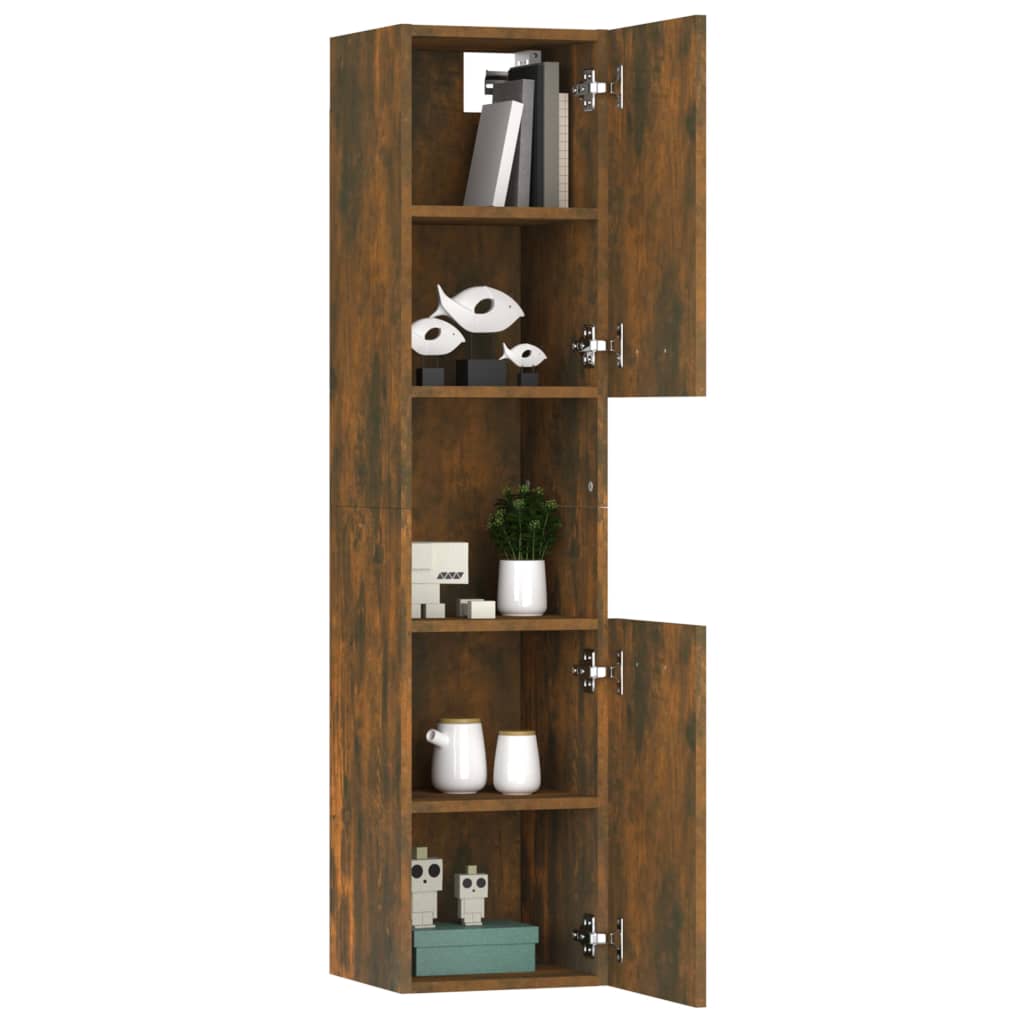 Badkamerkast 30x30x130 cm bewerkt hout gerookt eikenkleurig is nu te koop bij PeponiXL, paradijselijk wonen!