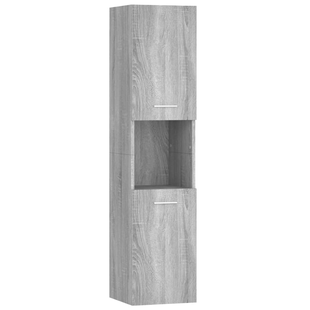 Badkamerkast 30x30x130 cm bewerkt hout grijs sonoma eikenkleur is nu te koop bij PeponiXL, paradijselijk wonen!