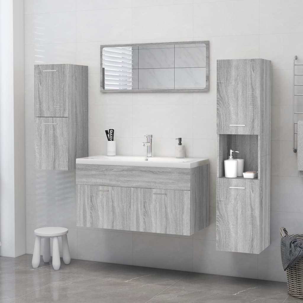 Badkamerkast 30x30x130 cm bewerkt hout grijs sonoma eikenkleur is nu te koop bij PeponiXL, paradijselijk wonen!