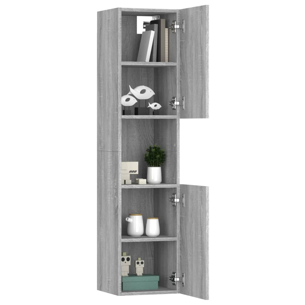 Badkamerkast 30x30x130 cm bewerkt hout grijs sonoma eikenkleur is nu te koop bij PeponiXL, paradijselijk wonen!
