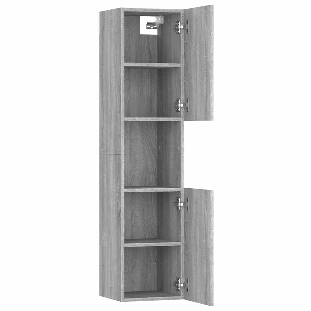 Badkamerkast 30x30x130 cm bewerkt hout grijs sonoma eikenkleur is nu te koop bij PeponiXL, paradijselijk wonen!