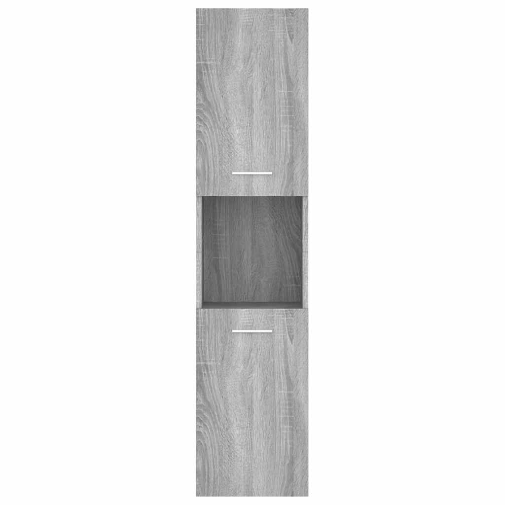 Badkamerkast 30x30x130 cm bewerkt hout grijs sonoma eikenkleur is nu te koop bij PeponiXL, paradijselijk wonen!