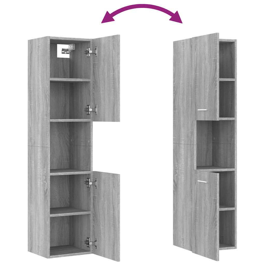 Badkamerkast 30x30x130 cm bewerkt hout grijs sonoma eikenkleur is nu te koop bij PeponiXL, paradijselijk wonen!