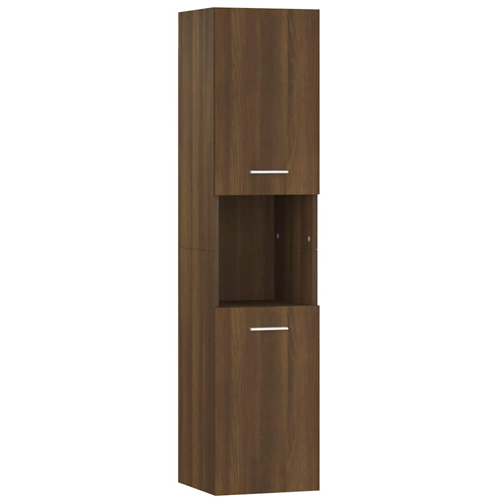 Badkamerkast 30x30x130 cm bewerkt hout bruin eikenkleur is nu te koop bij PeponiXL, paradijselijk wonen!