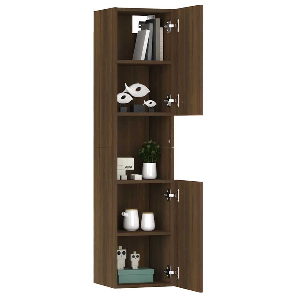 Badkamerkast 30x30x130 cm bewerkt hout bruin eikenkleur is nu te koop bij PeponiXL, paradijselijk wonen!