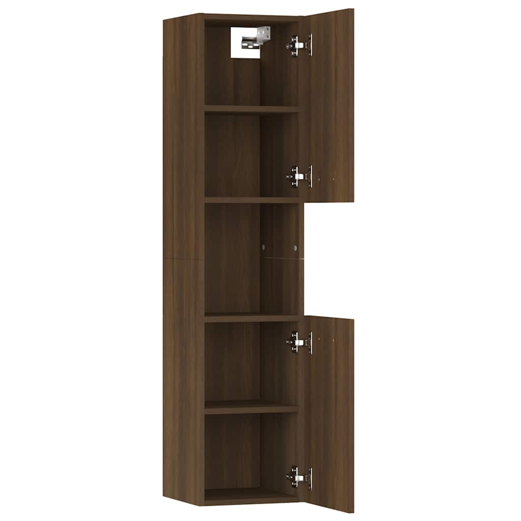 Badkamerkast 30x30x130 cm bewerkt hout bruin eikenkleur is nu te koop bij PeponiXL, paradijselijk wonen!