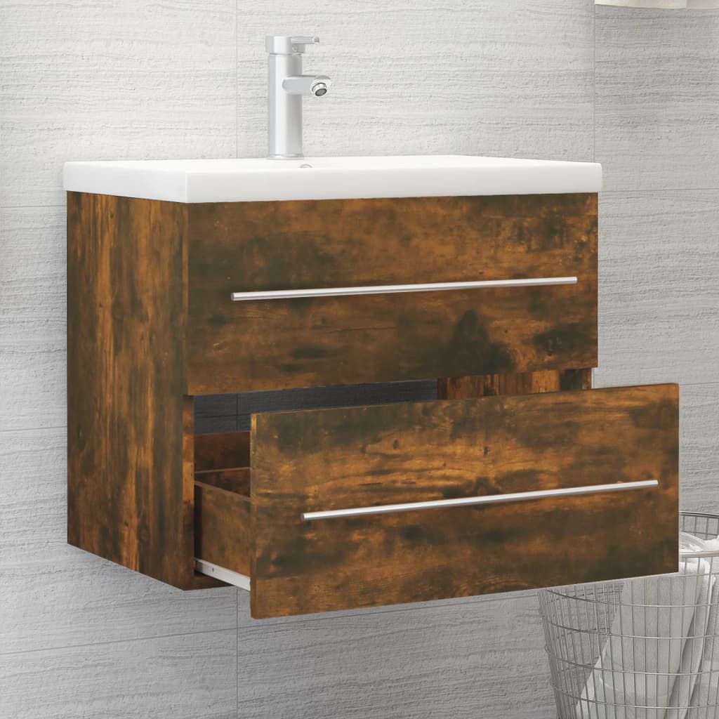 Wastafelkast 60x38,5x48 cm bewerkt hout gerookt eikenkleurig is nu te koop bij PeponiXL, paradijselijk wonen!