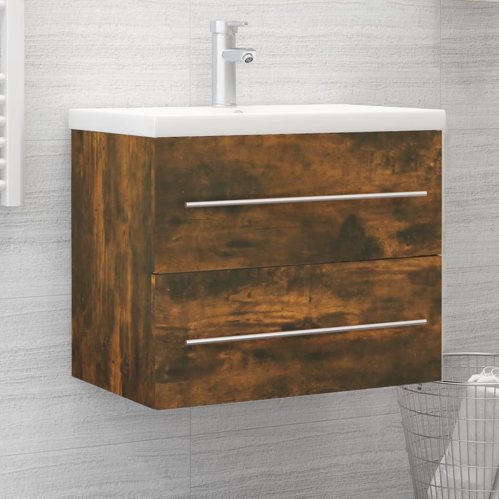 Wastafelkast 60x38,5x48 cm bewerkt hout gerookt eikenkleurig is nu te koop bij PeponiXL, paradijselijk wonen!