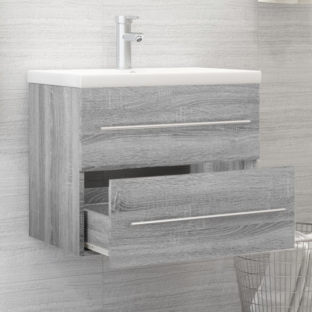 Wastafelkast 60x38,5x48 cm bewerkt hout grijs sonoma eikenkleur is nu te koop bij PeponiXL, paradijselijk wonen!