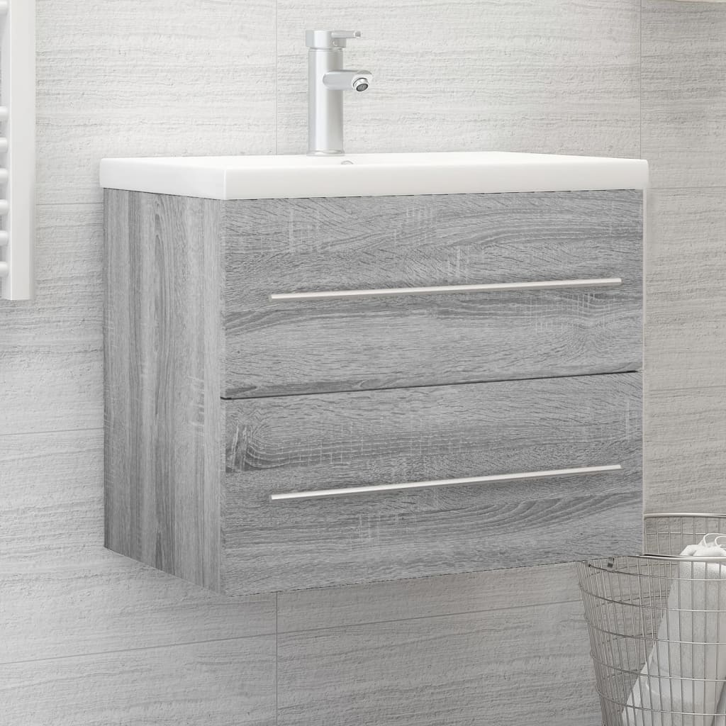 Wastafelkast 60x38,5x48 cm bewerkt hout grijs sonoma eikenkleur is nu te koop bij PeponiXL, paradijselijk wonen!