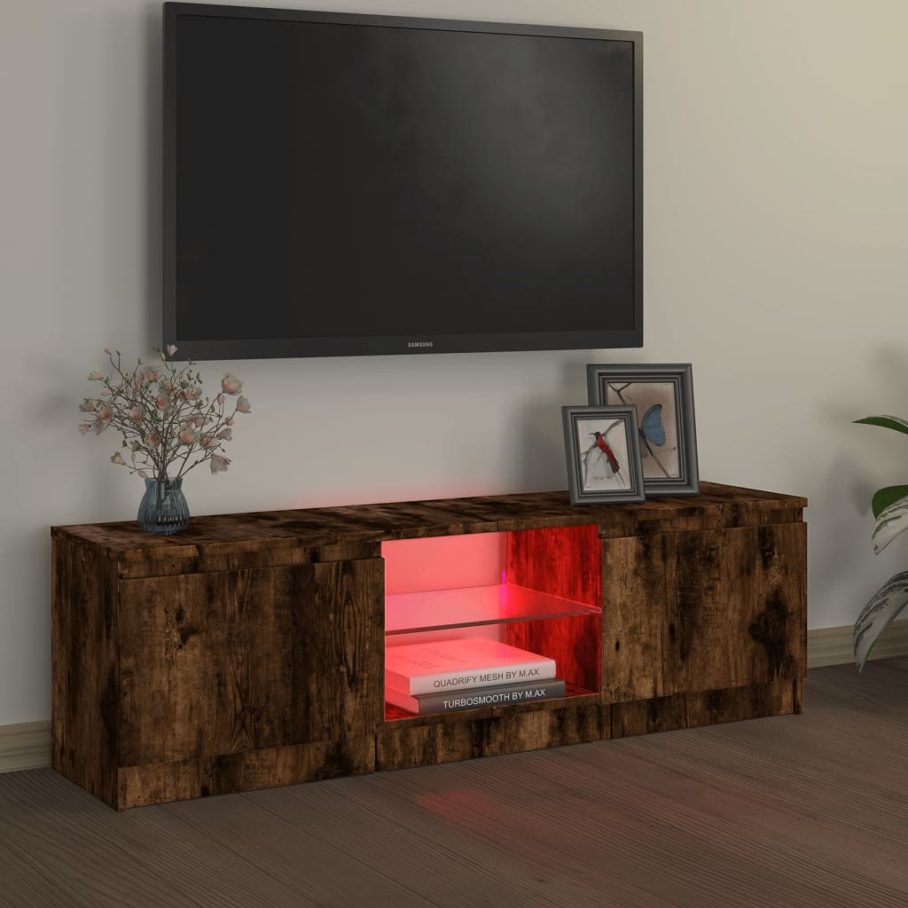 Tv-meubel met LED-verlichting 120x30x36 cm gerookt eikenkleur is nu te koop bij PeponiXL, paradijselijk wonen!