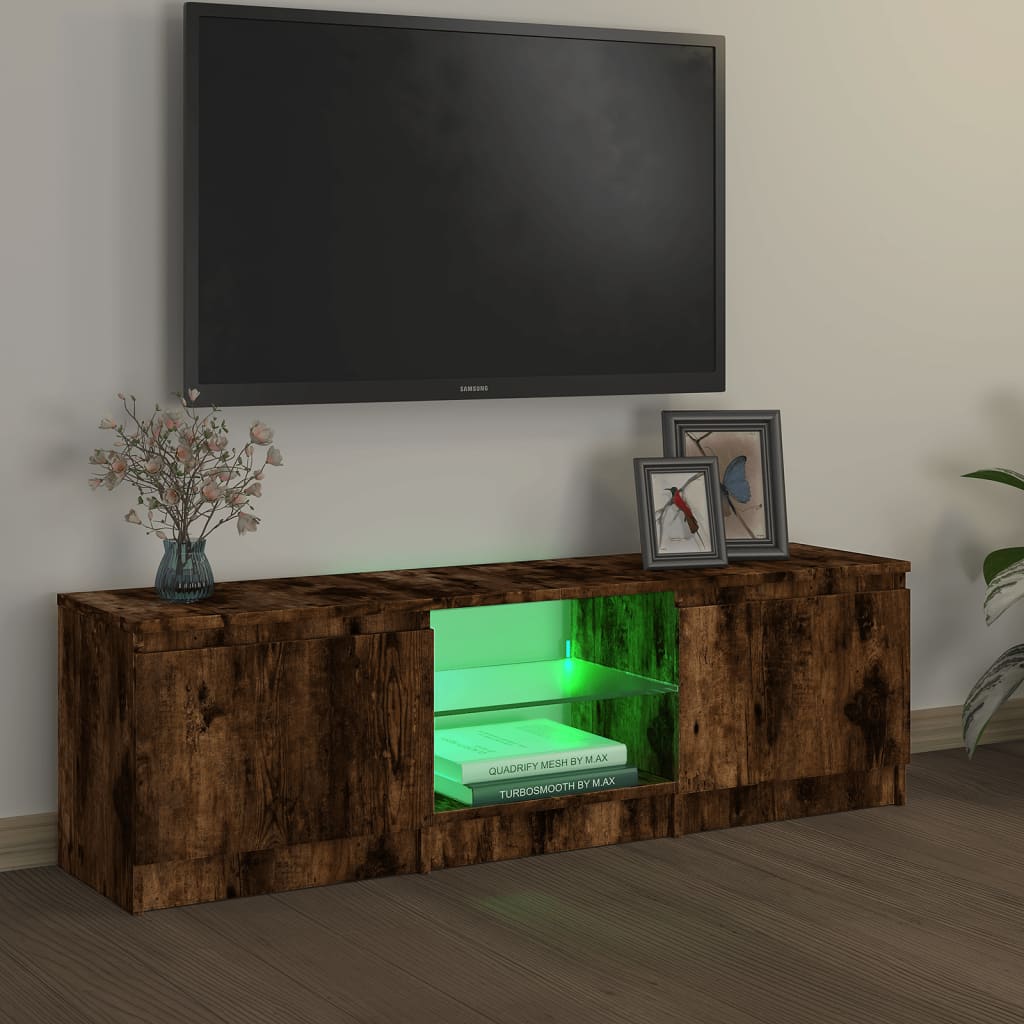 Tv-meubel met LED-verlichting 120x30x36 cm gerookt eikenkleur is nu te koop bij PeponiXL, paradijselijk wonen!