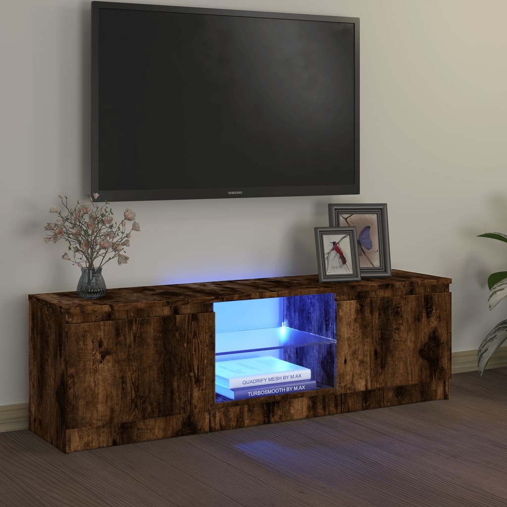Tv-meubel met LED-verlichting 120x30x36 cm gerookt eikenkleur is nu te koop bij PeponiXL, paradijselijk wonen!