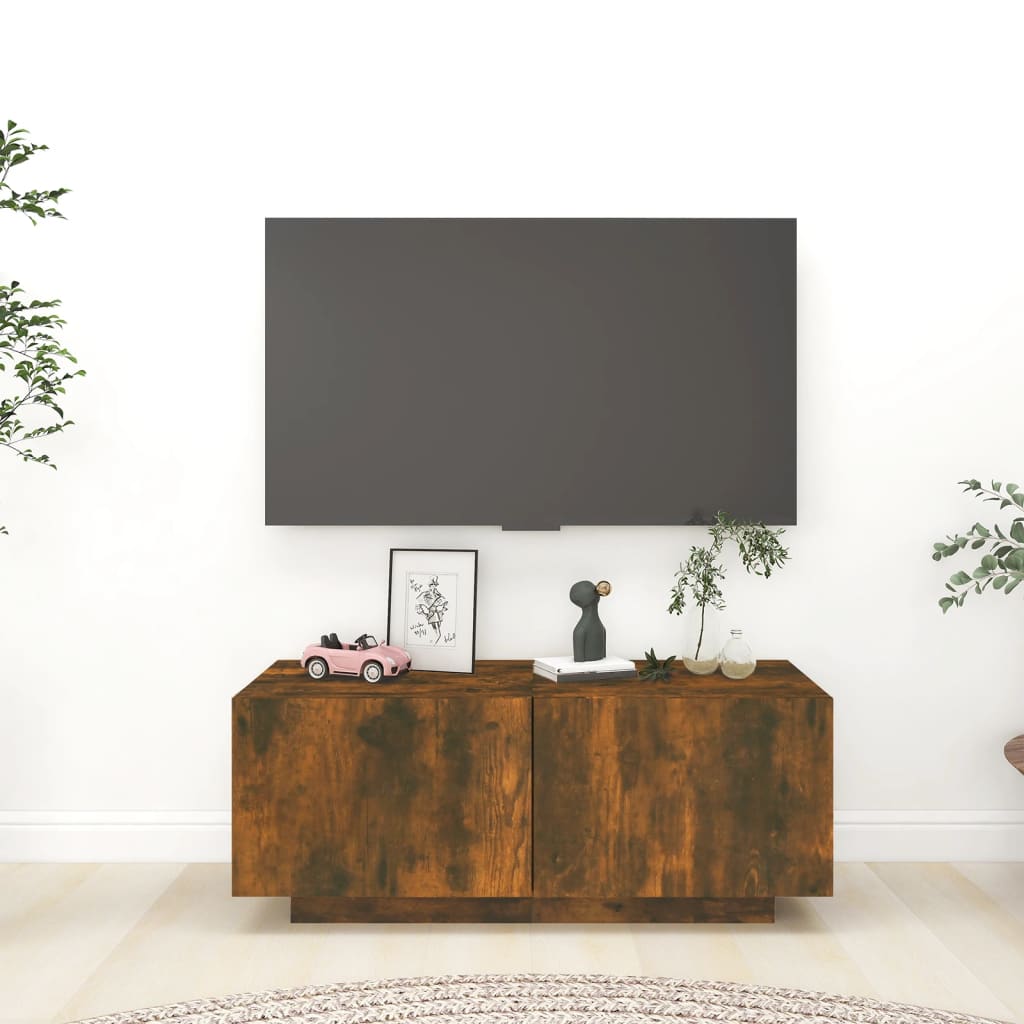 Tv-meubel 100x35x40 cm bewerkt hout gerookt eikenkleurig is nu te koop bij PeponiXL, paradijselijk wonen!