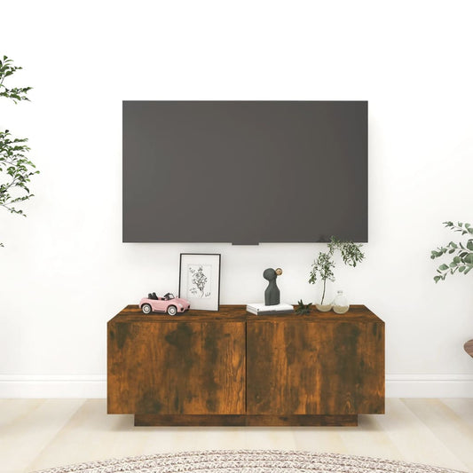 Tv-meubel 100x35x40 cm bewerkt hout gerookt eikenkleurig is nu te koop bij PeponiXL, paradijselijk wonen!