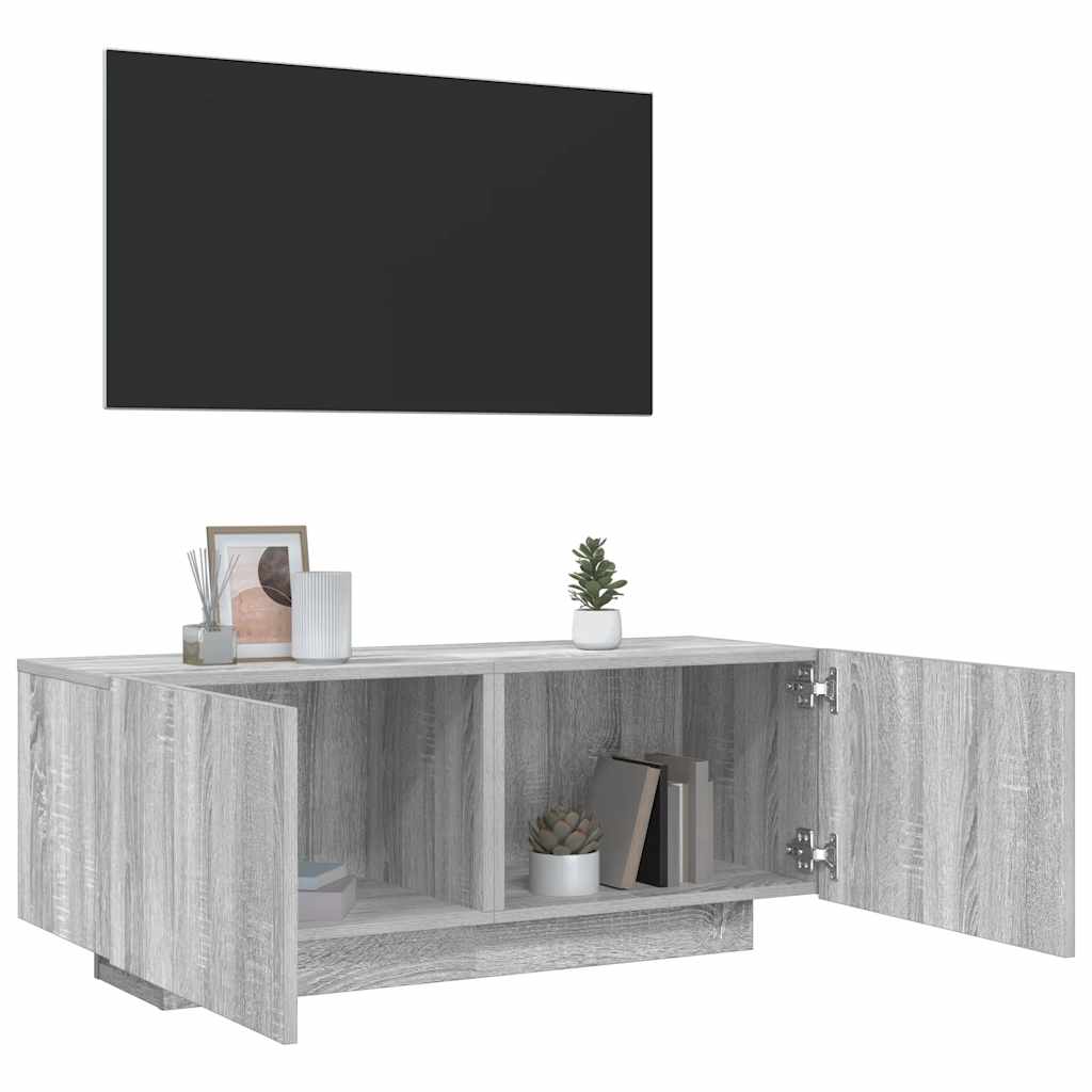 Tv-meubel 100x35x40 cm bewerkt hout grijs sonoma eikenkleurig is nu te koop bij PeponiXL, paradijselijk wonen!