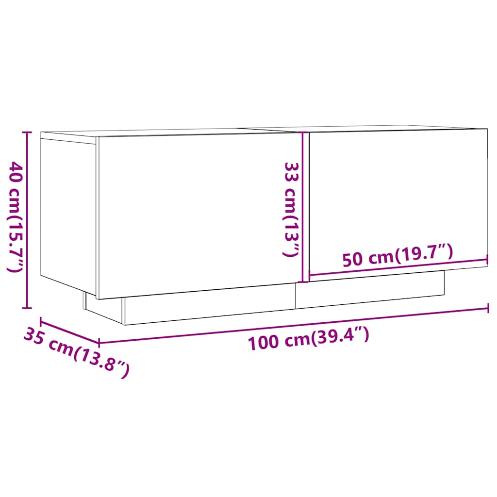 Tv-meubel 100x35x40 cm bewerkt hout bruin eikenkleur is nu te koop bij PeponiXL, paradijselijk wonen!