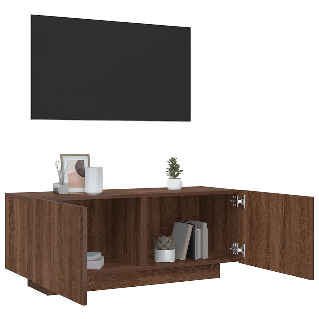 Tv-meubel 100x35x40 cm bewerkt hout bruin eikenkleur is nu te koop bij PeponiXL, paradijselijk wonen!