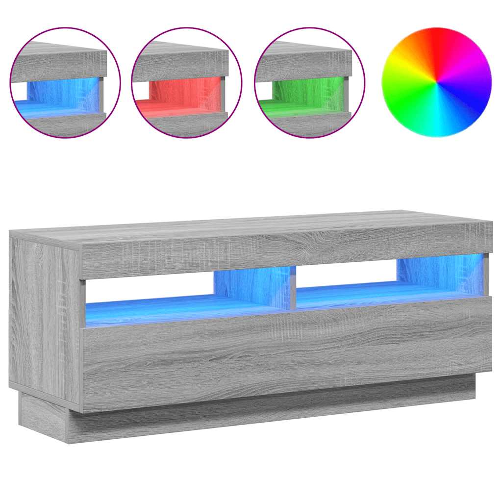 Tv-meubel met LED-verlichting 100x35x40 cm grijs sonoma eiken is nu te koop bij PeponiXL, paradijselijk wonen!