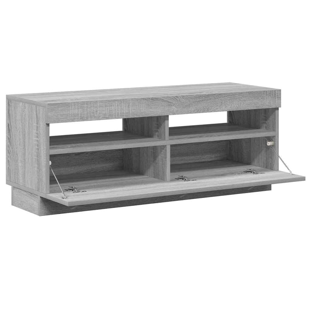 Tv-meubel met LED-verlichting 100x35x40 cm grijs sonoma eiken is nu te koop bij PeponiXL, paradijselijk wonen!