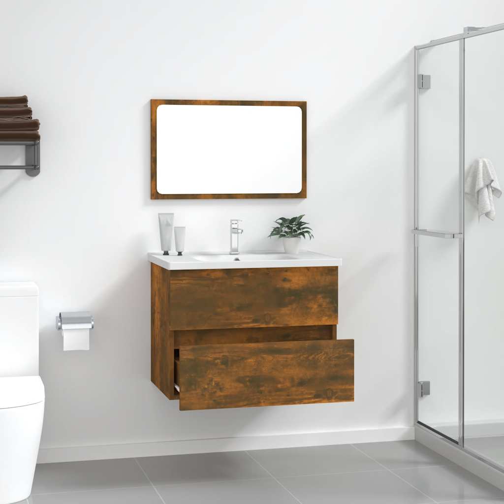 2-delige Badkamermeubelset bewerkt hout gerookt eikenkleurig is nu te koop bij PeponiXL, paradijselijk wonen!