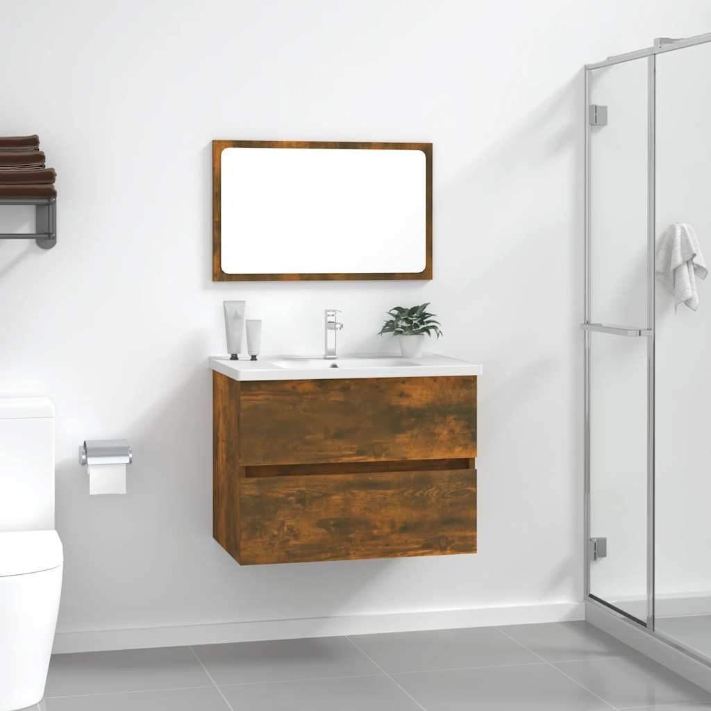 2-delige Badkamermeubelset bewerkt hout gerookt eikenkleurig is nu te koop bij PeponiXL, paradijselijk wonen!