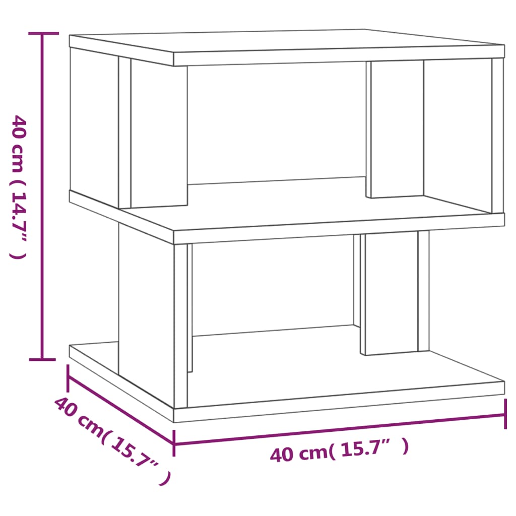 Bijzettafel 40x40x40 cm bewerkt hout grijs sonoma eikenkleurig is nu te koop bij PeponiXL, paradijselijk wonen!