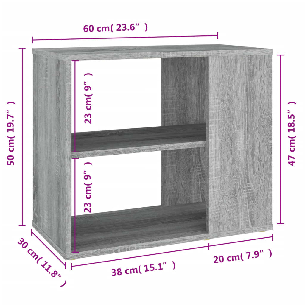 Bijzetkast 60x30x50 cm bewerkt hout grijs sonoma eikenkleurig is nu te koop bij PeponiXL, paradijselijk wonen!