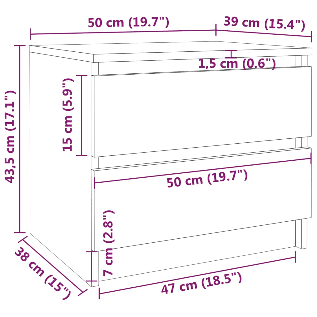 Nachtkastjes 2 st 50x39x43,5 cm bewerkt hout grijs sonoma eiken is nu te koop bij PeponiXL, paradijselijk wonen!