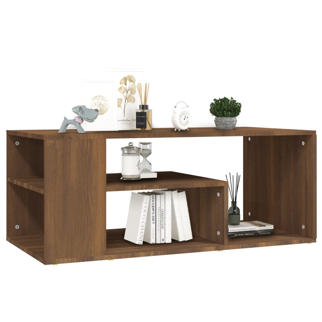 Salontafel 100x50x40 cm bewerkt hout bruineiken is nu te koop bij PeponiXL, paradijselijk wonen!