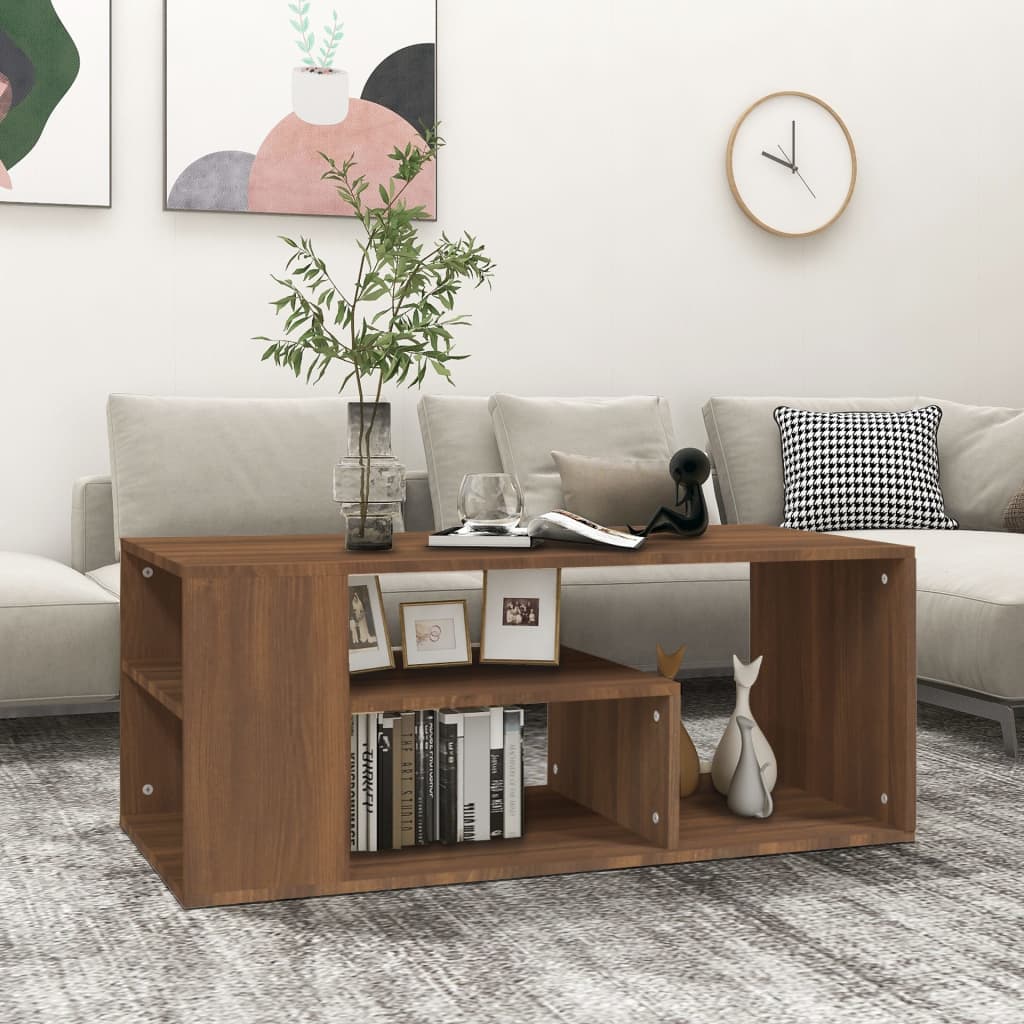 Salontafel 100x50x40 cm bewerkt hout bruineiken is nu te koop bij PeponiXL, paradijselijk wonen!