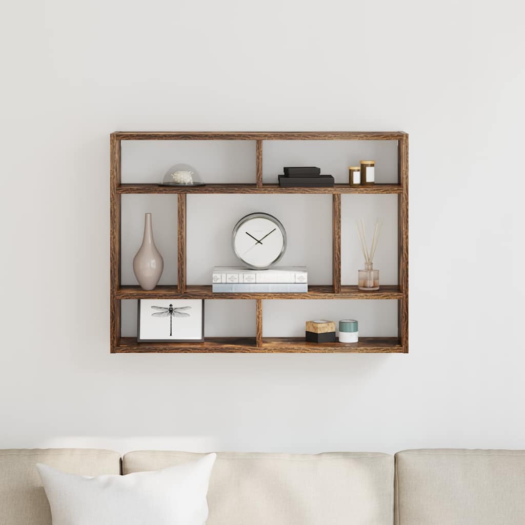 Wandschap 75x16x55 cm bewerkt hout gerookt eikenkleurig is nu te koop bij PeponiXL, paradijselijk wonen!