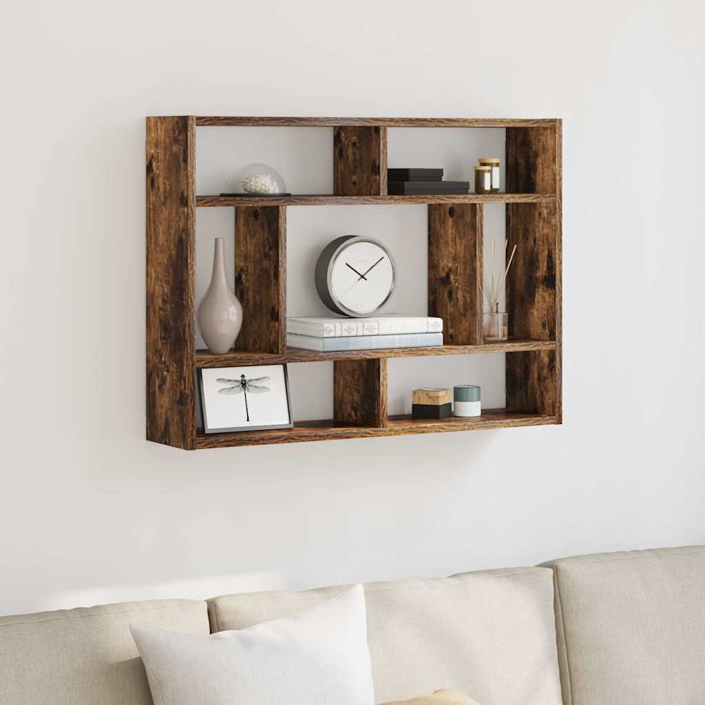 Wandschap 75x16x55 cm bewerkt hout gerookt eikenkleurig is nu te koop bij PeponiXL, paradijselijk wonen!