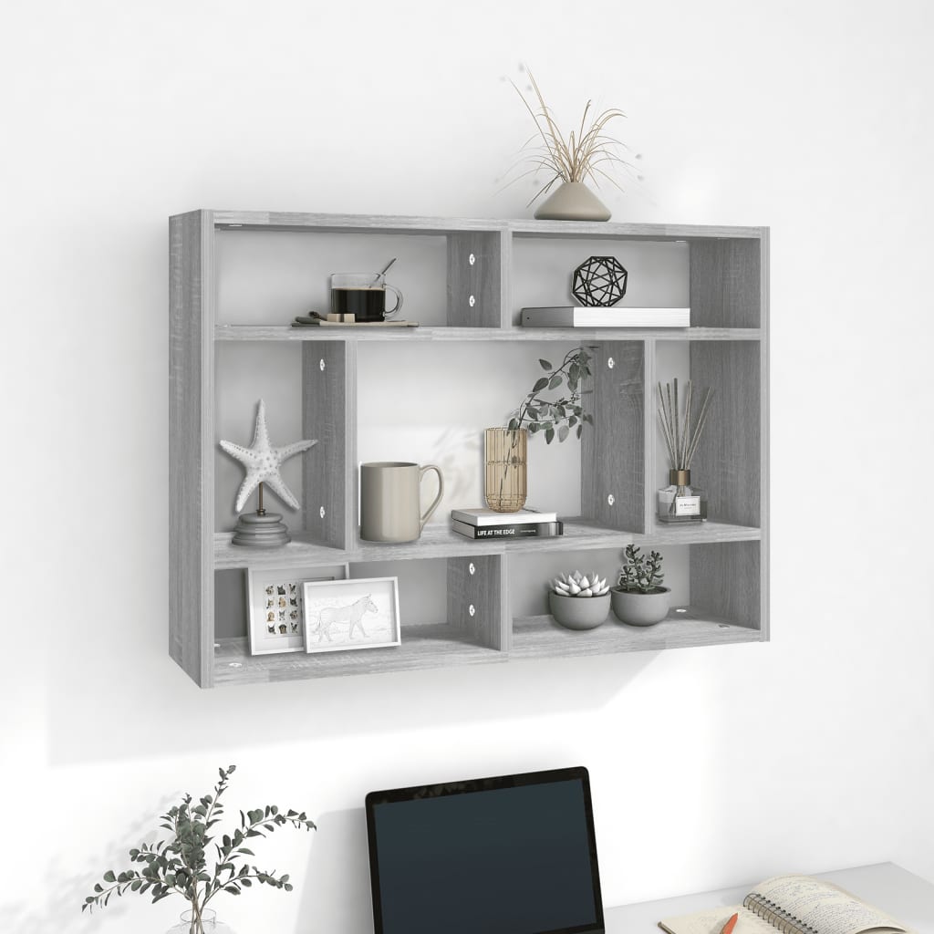 Wandschap 75x16x55 cm bewerkt hout grijs sonoma eikenkleurig is nu te koop bij PeponiXL, paradijselijk wonen!