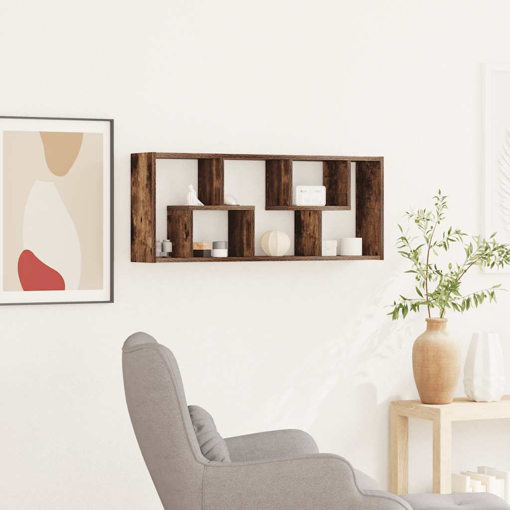 Wandschap 36x16x90 cm bewerkt hout gerookt eikenkleurig is nu te koop bij PeponiXL, paradijselijk wonen!