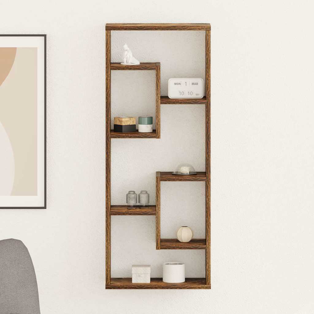 Wandschap 36x16x90 cm bewerkt hout gerookt eikenkleurig is nu te koop bij PeponiXL, paradijselijk wonen!