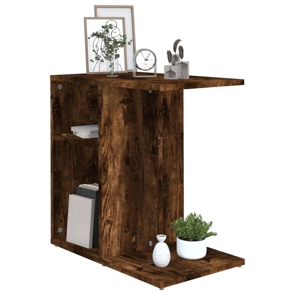 Bijzettafel 50x30x50 cm bewerkt hout gerookt eikenkleurig is nu te koop bij PeponiXL, paradijselijk wonen!